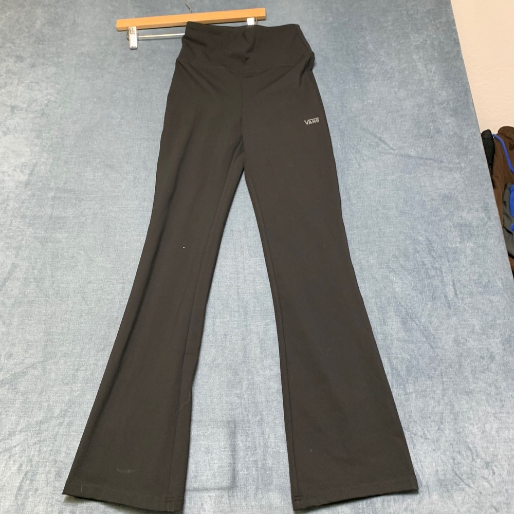 Vans Flared Leggings Women XS Black Logo Pull On High Waisted Workout Activewear